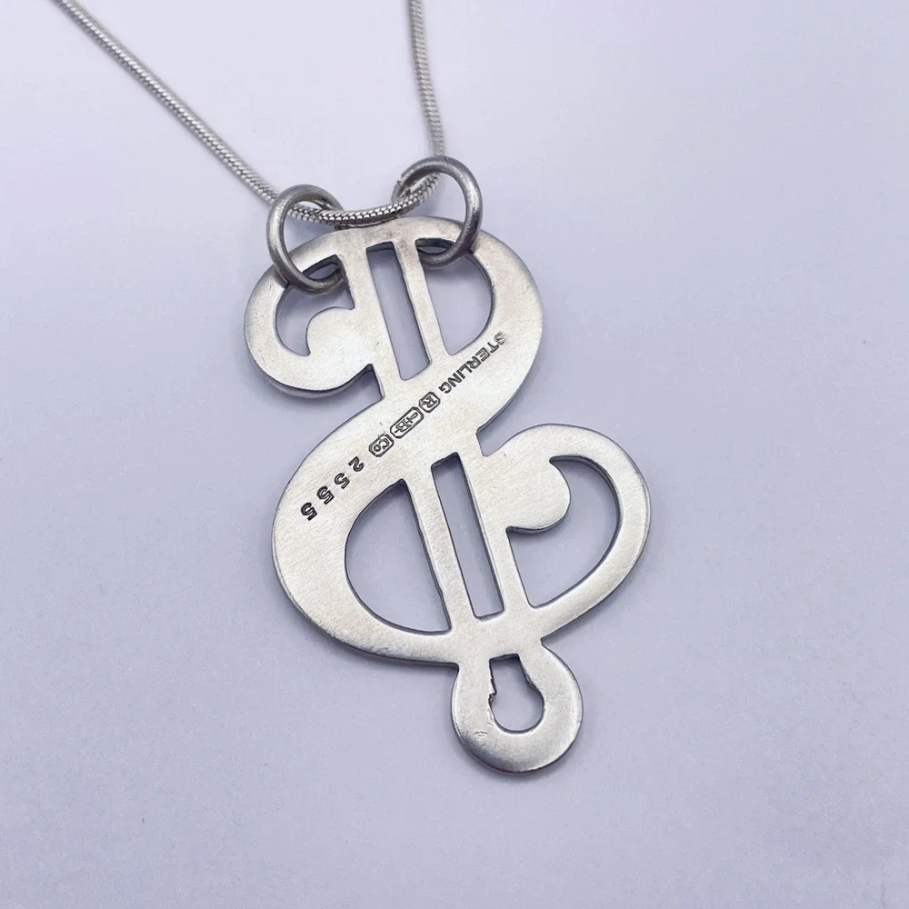 Vintage Sterling‎ Silver Dollar Sign Pendant Necklace R. Blackinton & Co.